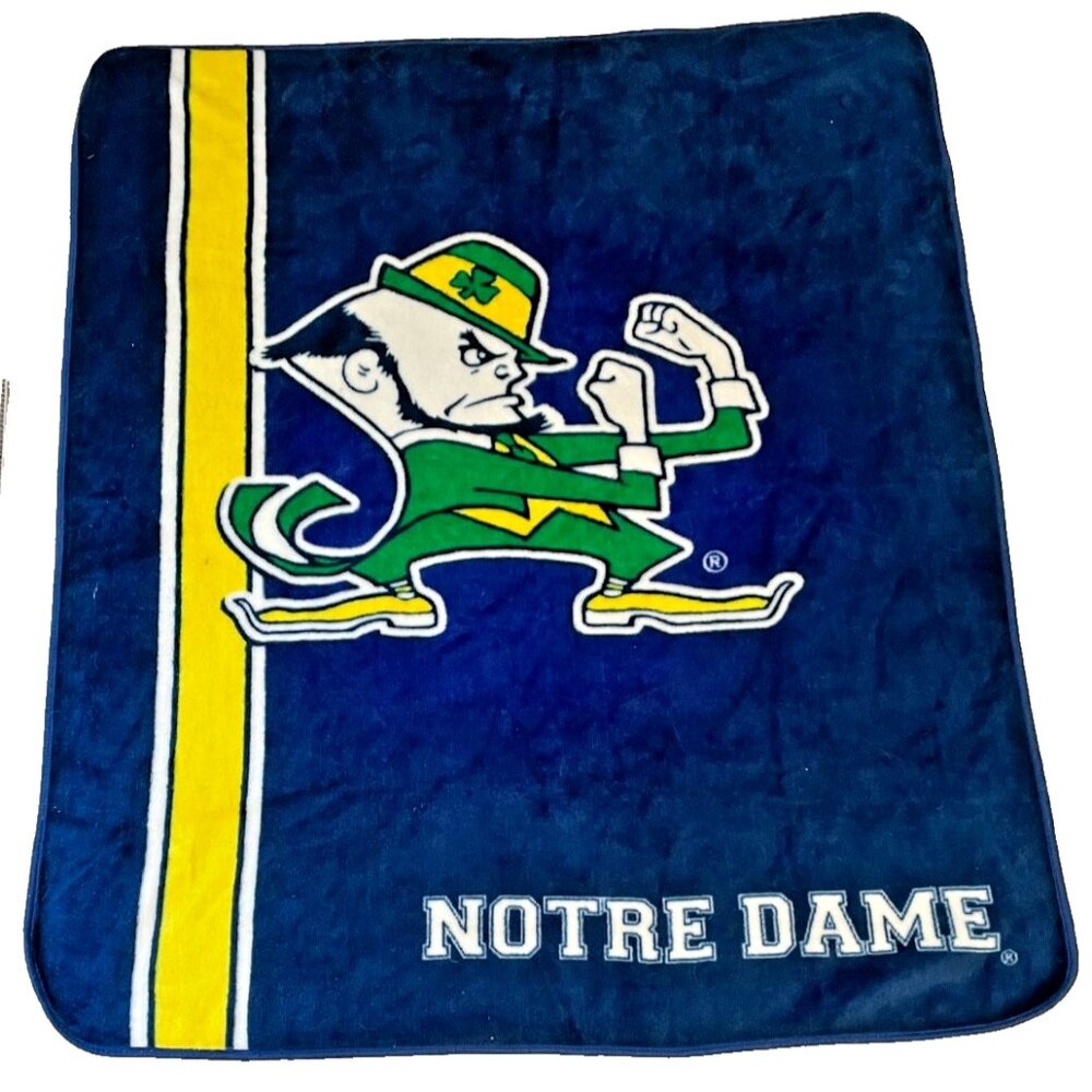 Notre Dame Fighting Irish Stadium Soft Plush Fleece Blanket Leprechaun 50x60